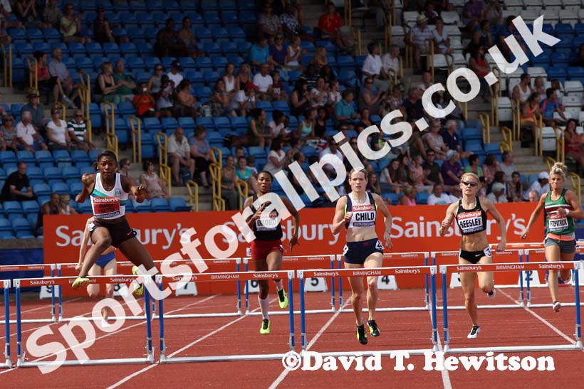 Perri Shakes Drayton winning the 400 metres hurdles at the Sainsbury's British Championships, Birmingham.